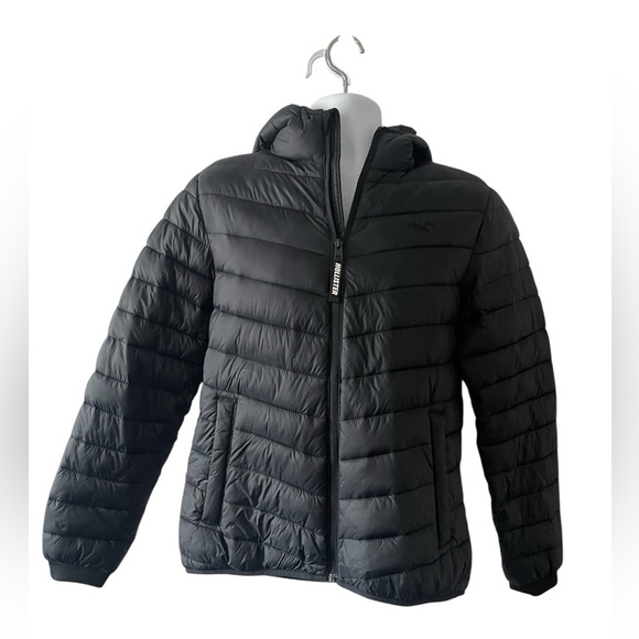 HOLLISTER Men's Black Puffer Collection zip up with hood size Small - Picture 2 of 7